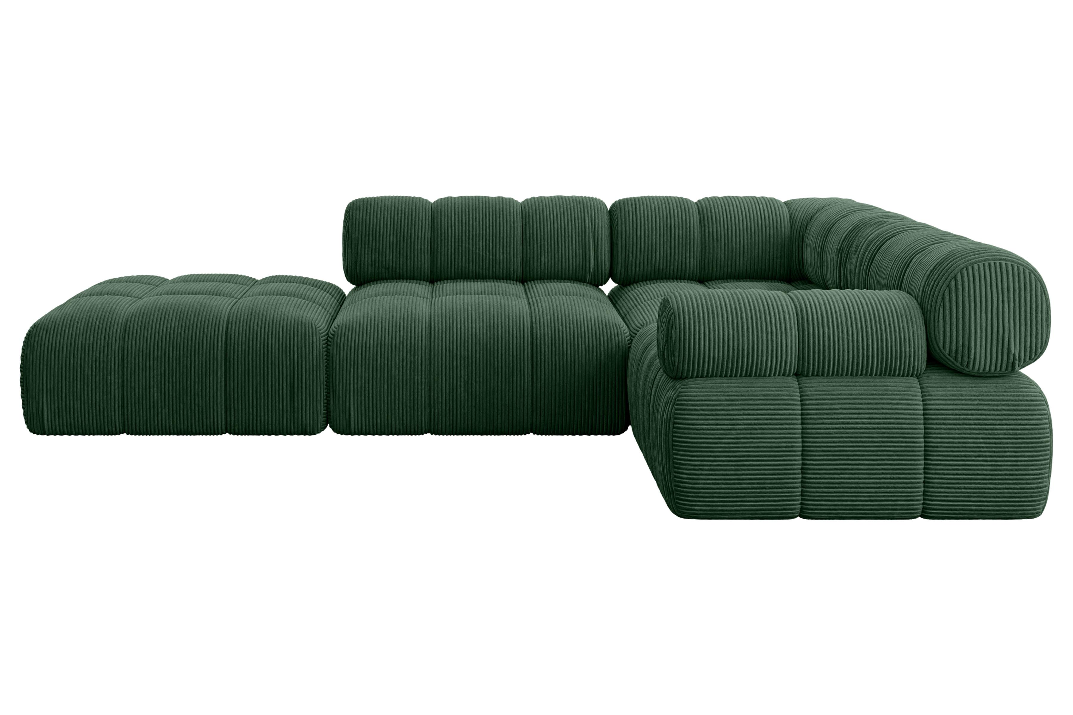 ECKSOFA modulares Sofa Felto-L1 - 285x190x70 cm Grün Cord - Grün, Holzwerkstoff/Textil (285/190cm) - ALTDECOR