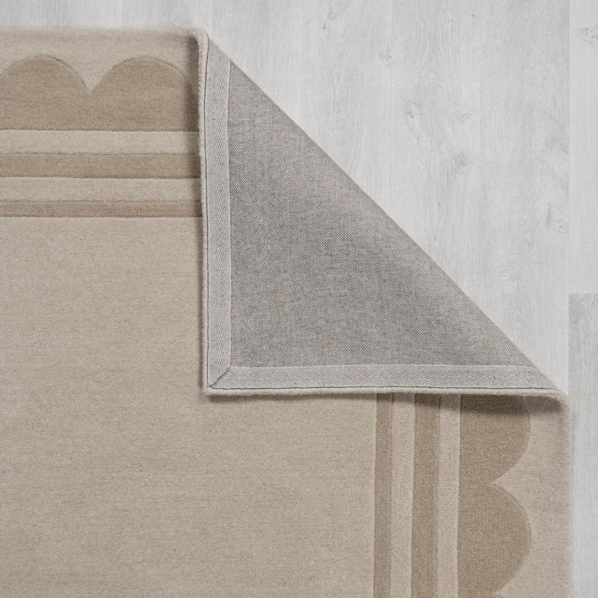 WOLLTEPPICH WENSUM, mit grafischem Muster mit Rahmen, Beige, 80 x 230 cm - Beige, Textil (230/80cm) - KADIMA DESIGN