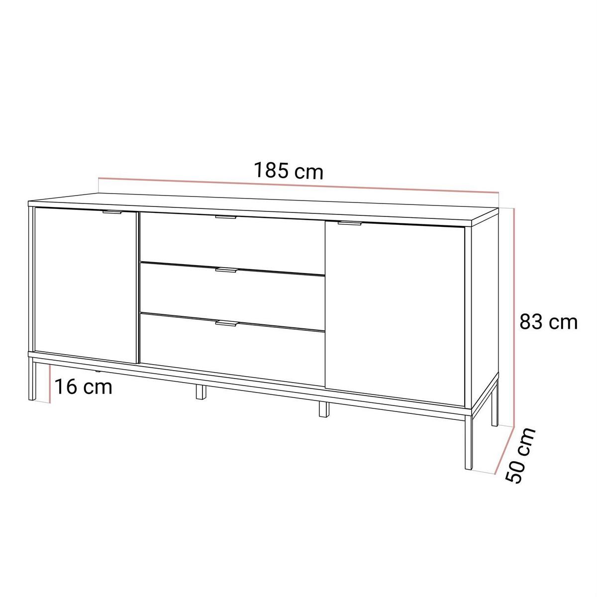 KOMMODE LIAM - Schwarz, Holzwerkstoff (185/83/50cm) - Lookway