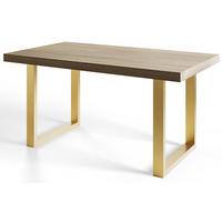 INDUSTRIELLER Esszimmertisch LOFT-U, ausziehbarer Tisch, Größe: 160-260X90X77 cm, Wohnzimmertisch Farbe: SONOMA, mit Metallbeinen in Farbe Gold - Goldfarben/Sonoma Eiche, Holzwerkstoff (160/90/77cm) - Alpi-Möbel