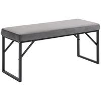 BETTBANK in Samtoptik, Schlafzimmer, bis 200 kg Belastbar, Stahl, Dunkelgrau - Dunkelgrau, Kunststoff (35/47/100cm) - HOMCOM