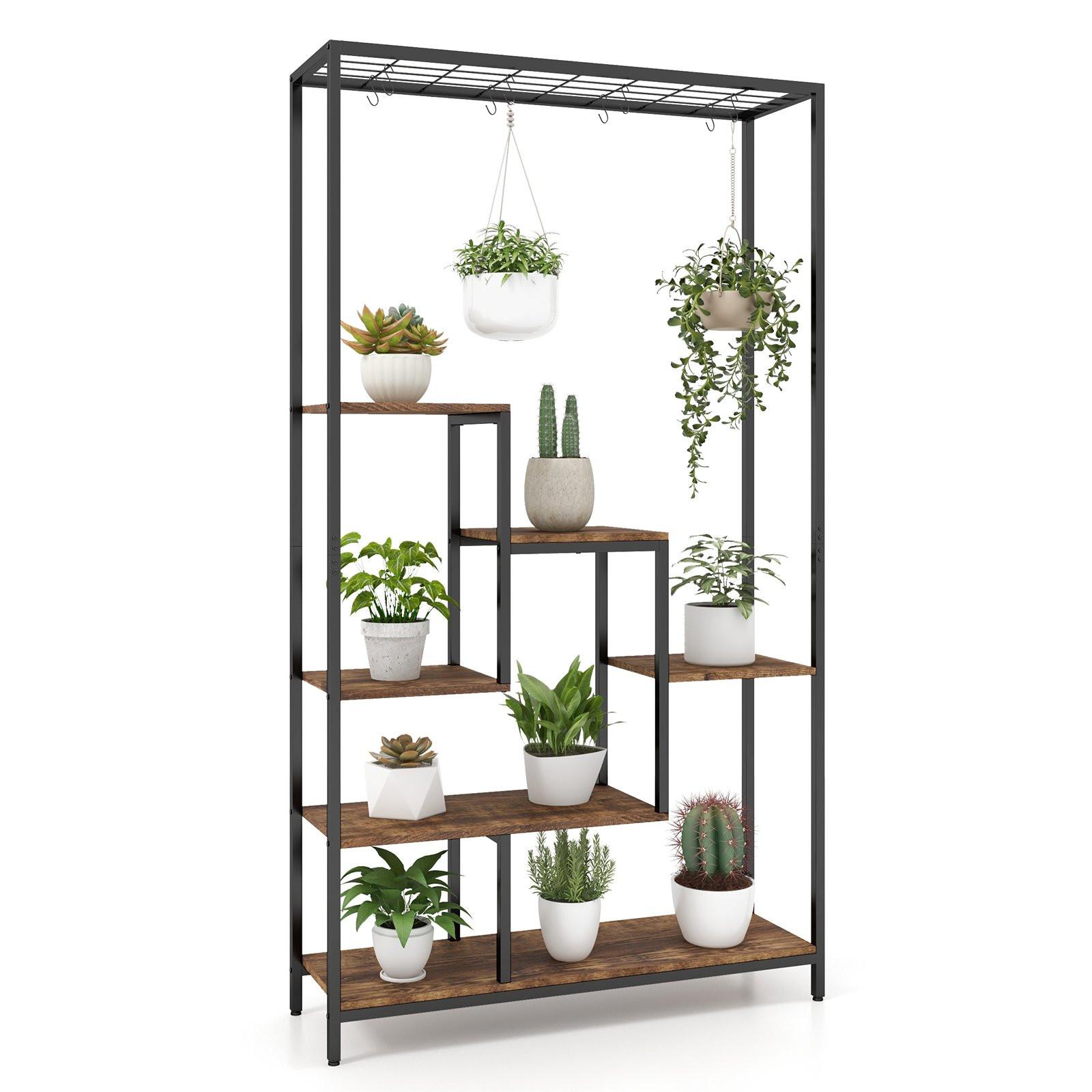 PFLANZENSTANDER Schwarz - Schwarz, Metall (100/180/30cm) - COSTWAY