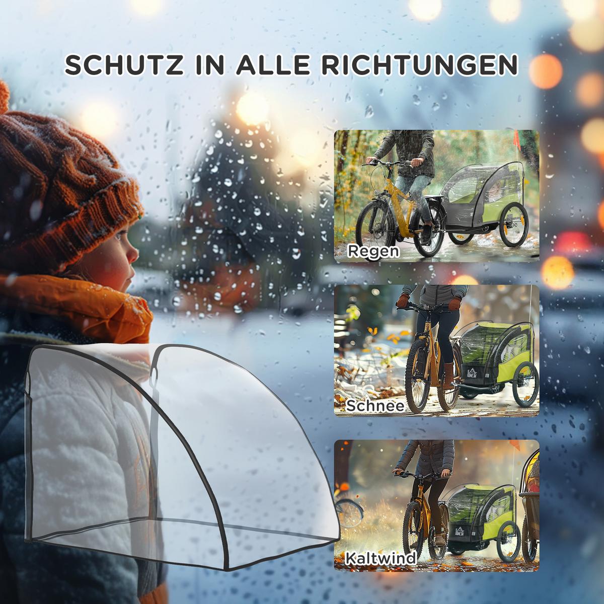 REGENSCHUTZ für Kinderanhänger Schutz Regenberzug Tranparent Kunststoff - Transparent, Kunststoff (61/61/76cm) - HOMCOM