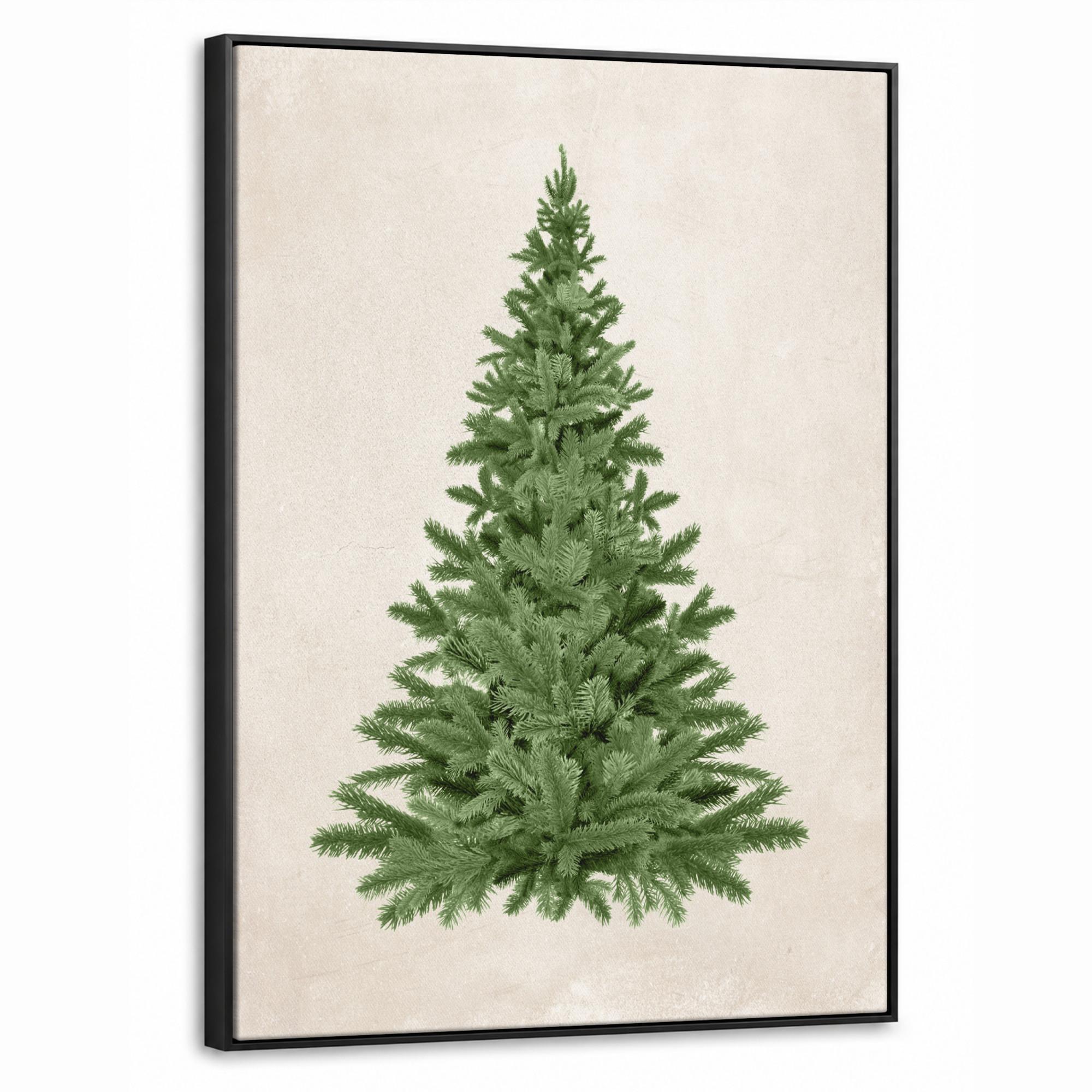 LEINWAND Bilder mit Rahmen - Weihnachtsbaum - Grün - Weihnachten - Feiertage - 70x100 - Olivgrün, Textil (70/100cm) - MuchoWow