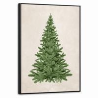 LEINWAND Bilder mit Rahmen - Weihnachtsbaum - Grün - Weihnachten - Feiertage - 70x100 - Olivgrün, Textil (70/100cm) - MuchoWow