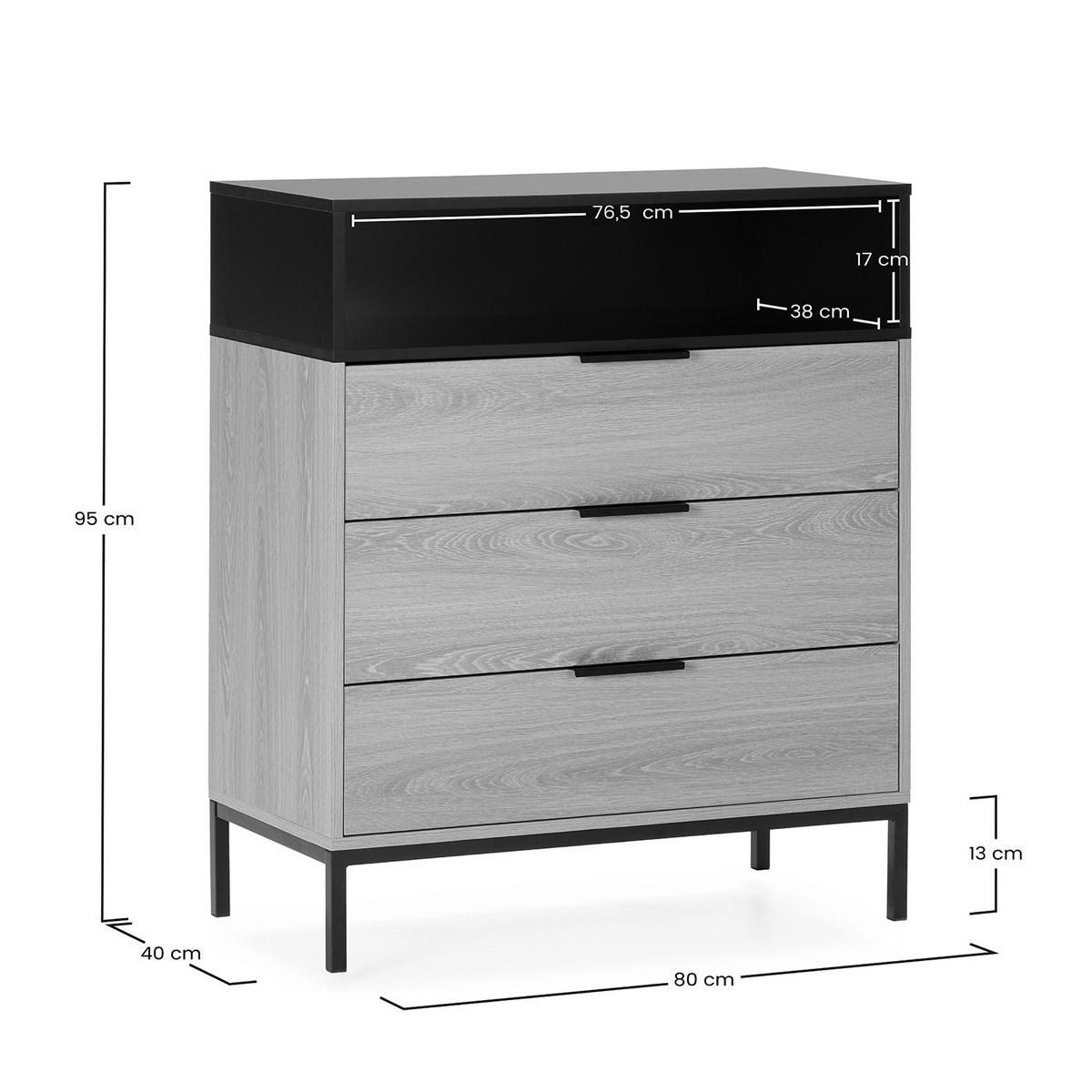 KOMMODE 80/95/40 Nieve Eichenfarbe - Honigeiche, Holzwerkstoff (80/95/40cm) - VS Venta-stock
