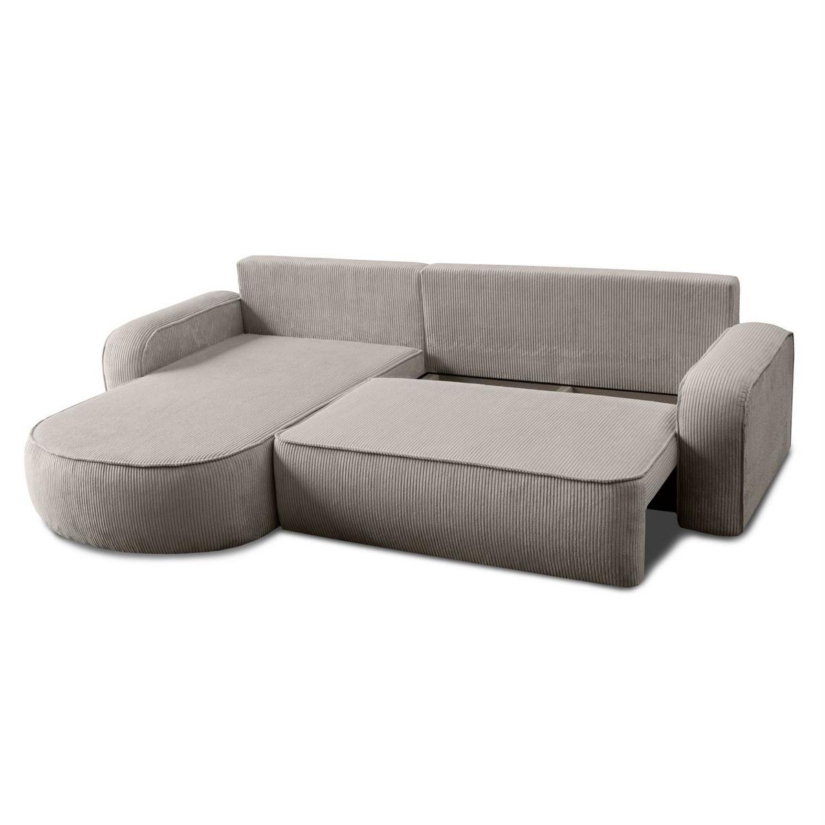 ECKSOFA VENUS mit Schlaffunktion und Bettkasten, Poso 02 - Beige, Textil (275/178cm) - Lookway