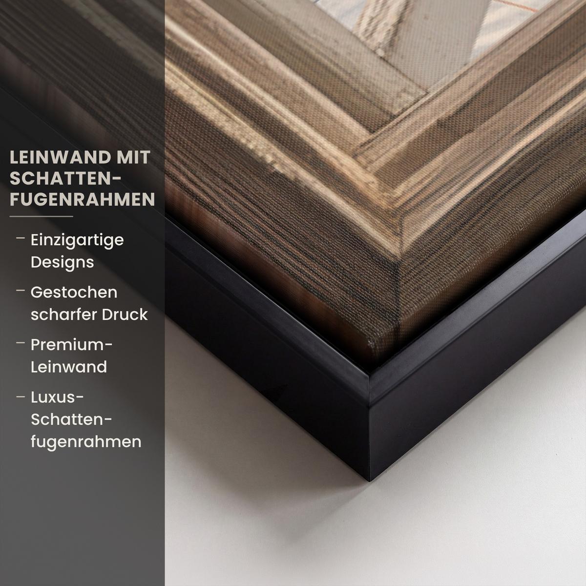 LEINWAND Bilder mit Rahmen - Aussicht - Strand - Fenster - Dünen - Meer - 90x60 - Hellblau, Textil (90/60cm) - MuchoWow