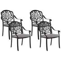 GARTENSTUHL 4er-Set Aluminium schwarz Ancona - Schwarz, Metall (68/97/65cm) - Beliani