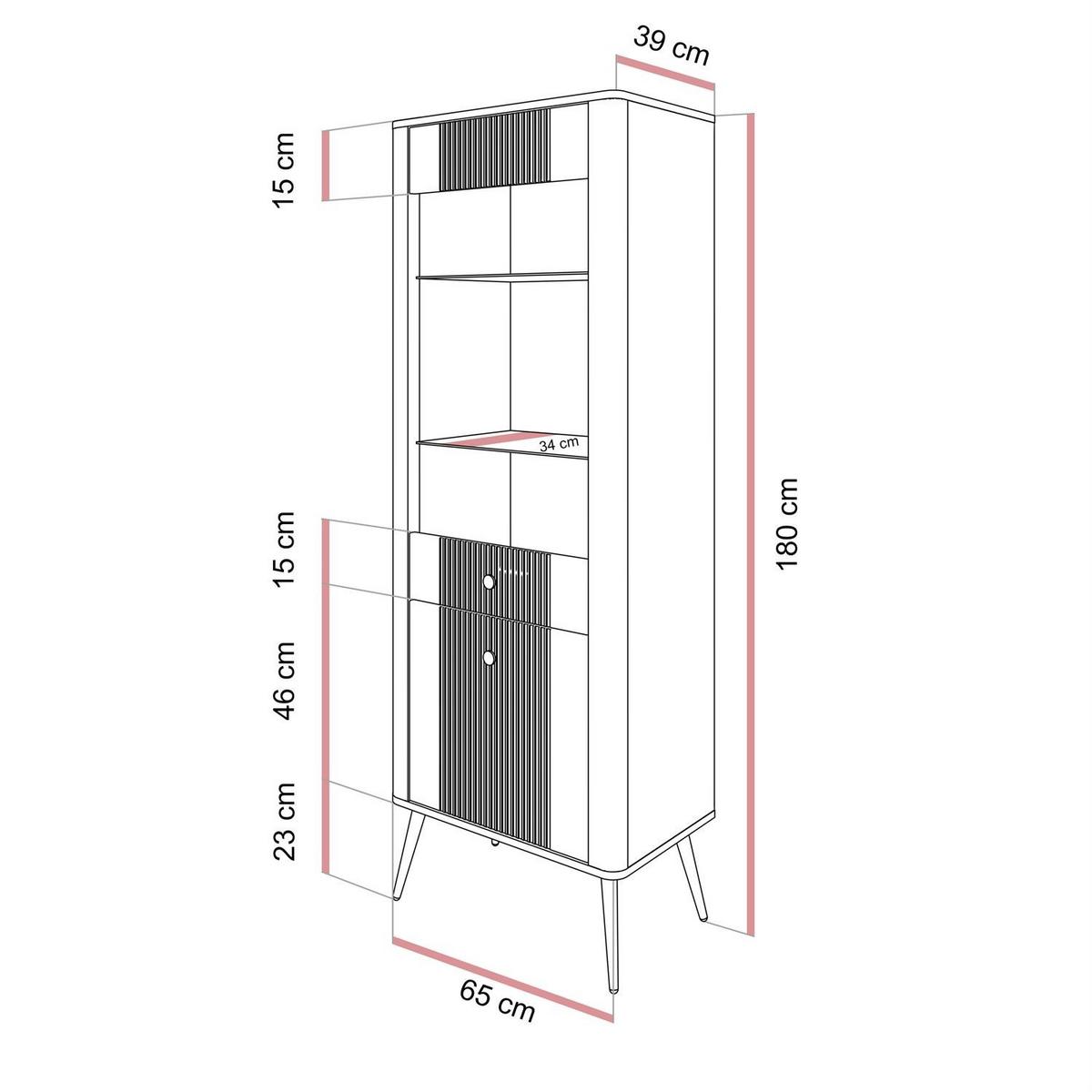 VITRINE ELYSIA KASCHMIR mit LED-Beleuchtung - Kaschmir, Holzwerkstoff (65/180/39cm) - Lookway