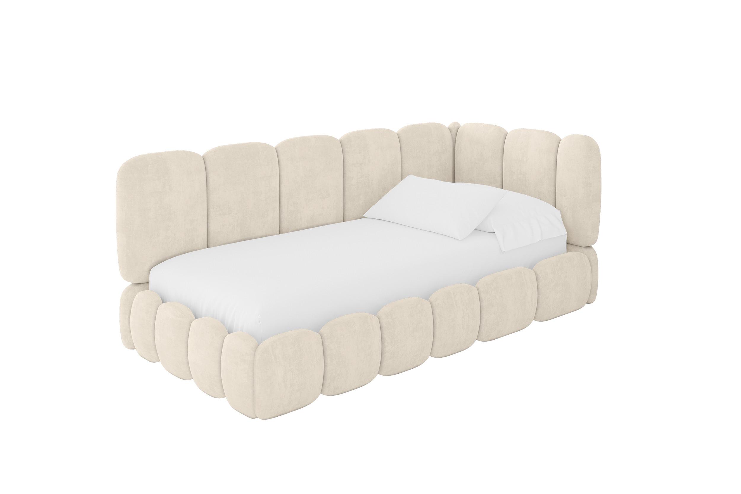 EINZELLBETT Jugendbett mit Bettkasten und Matratze H3/H4, Links - AVRY 100x200 Beige - Beige, Holzwerkstoff/Textil (100/200cm) - ALTDECOR