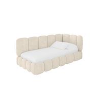 EINZELLBETT Jugendbett mit Bettkasten, Links - AVRY 80x200 Beige - Beige, Holzwerkstoff/Textil (80/200cm) - ALTDECOR