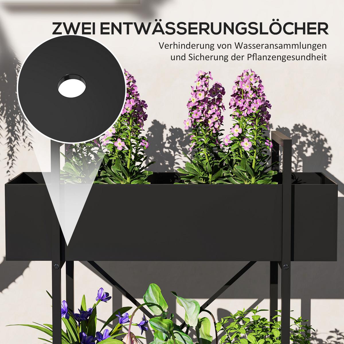 PFLANZENSTÄNDER Metall Schwarz - Schwarz, Metall (25/70/60cm) - Outsunny