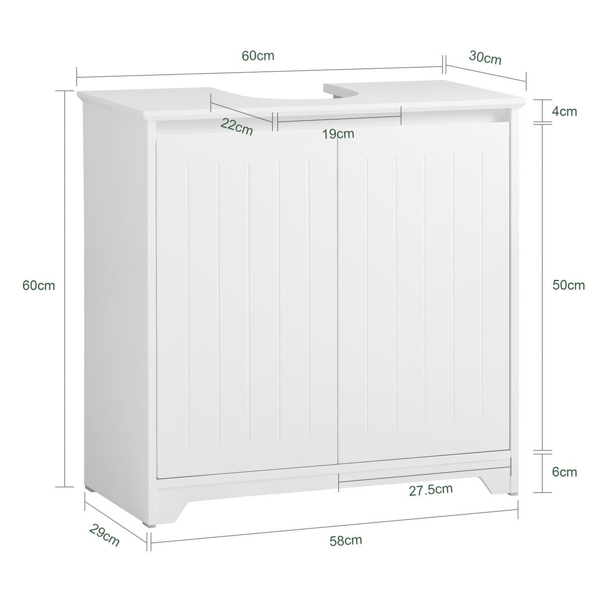 WASCHBECKENUNTERSCHRANK Weiß - Weiß, Holzwerkstoff (60/60/30cm) - SoBuy