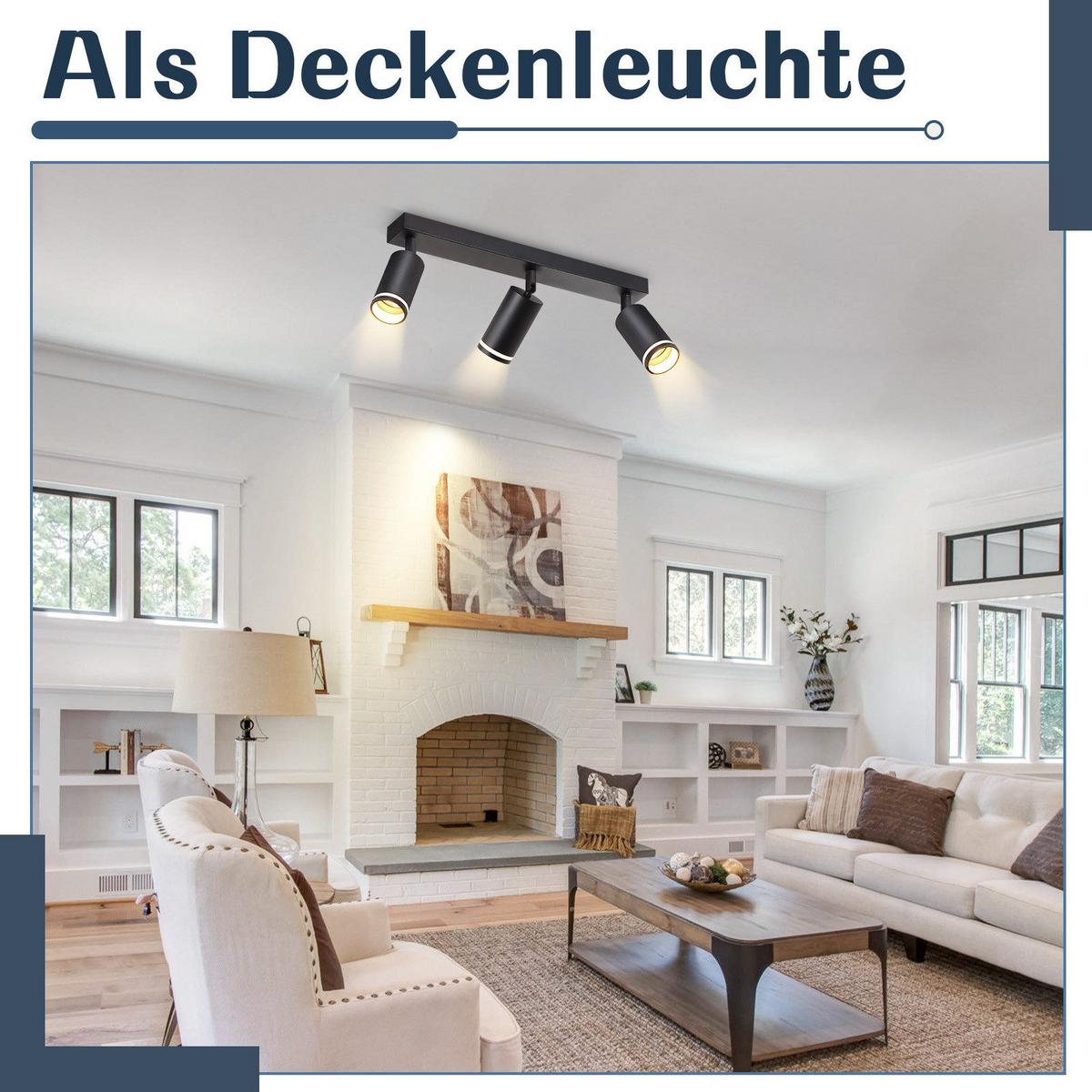 DECKENSTRAHLER Staffelstein 3-flammig 43/5/17 cm - Schwarz, Metall (43/5/17cm) - Nettlife