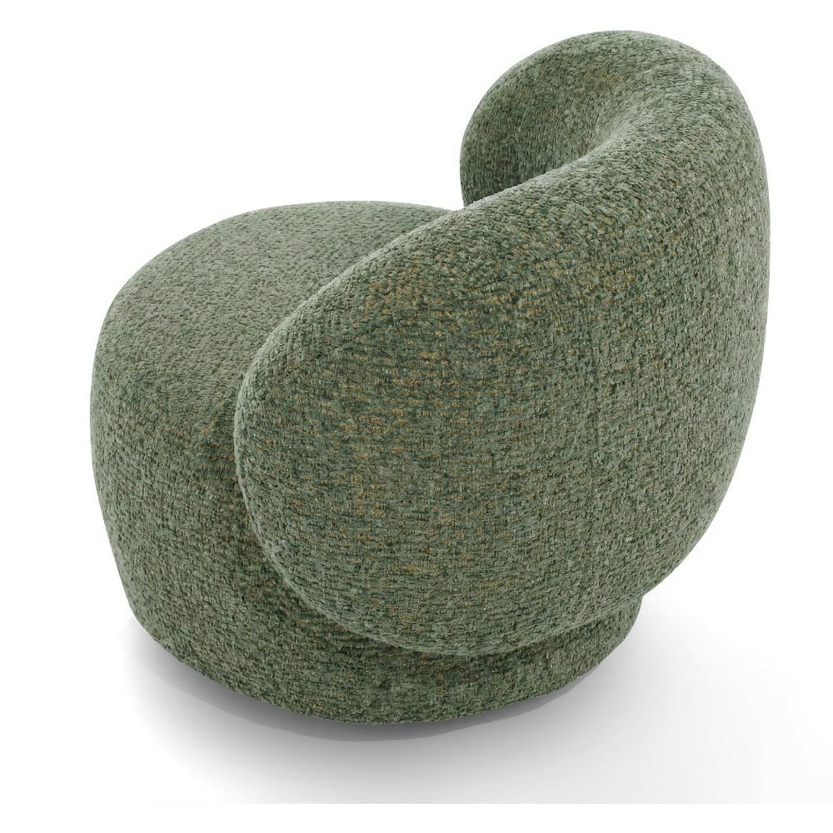 SESSEL Mao, Drehsessel mit runder Form, Grün, Chenille-Stoff - Grün, Textil (99/82/91cm) - Beautysofa