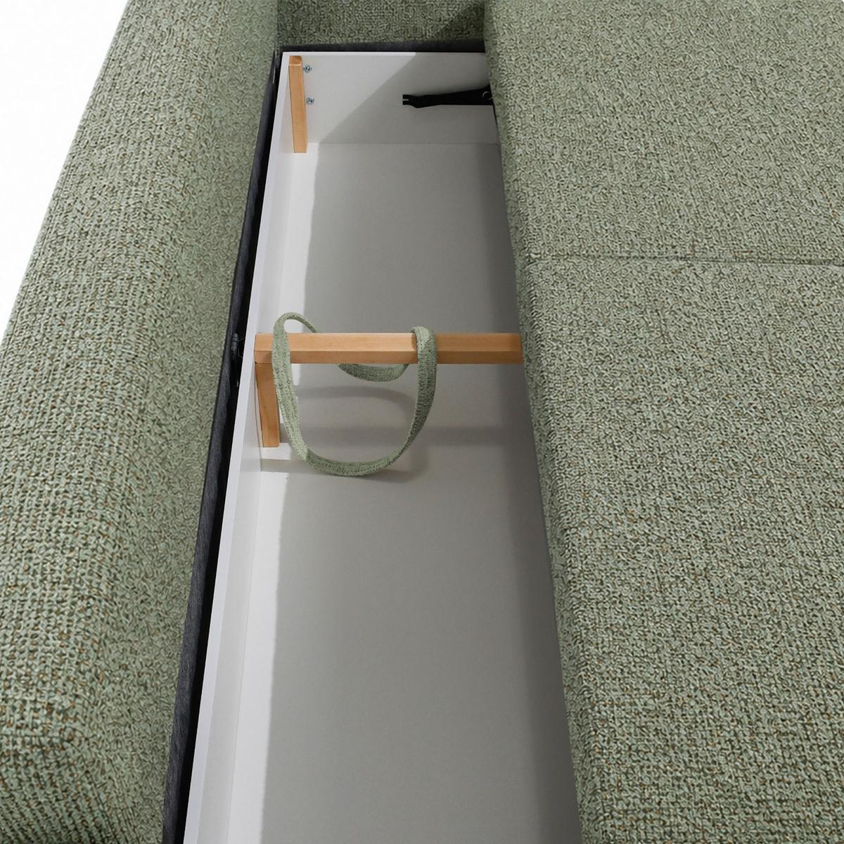 SCHLAFSOFA Vito 3-Sitzer mit Bettkasten, DL-System, Chenille-Stoff, Grün - Schwarz/Grün, Textil (256/90/99cm) - Beautysofa