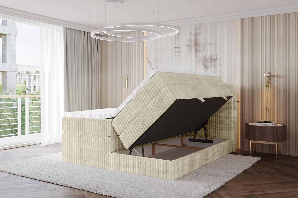 BOXBETT mit Matratze H3|H4 - NINA KING - 200x200 cm - Creme - Magnolie, Holzwerkstoff (200/200cm) - ALTDECOR