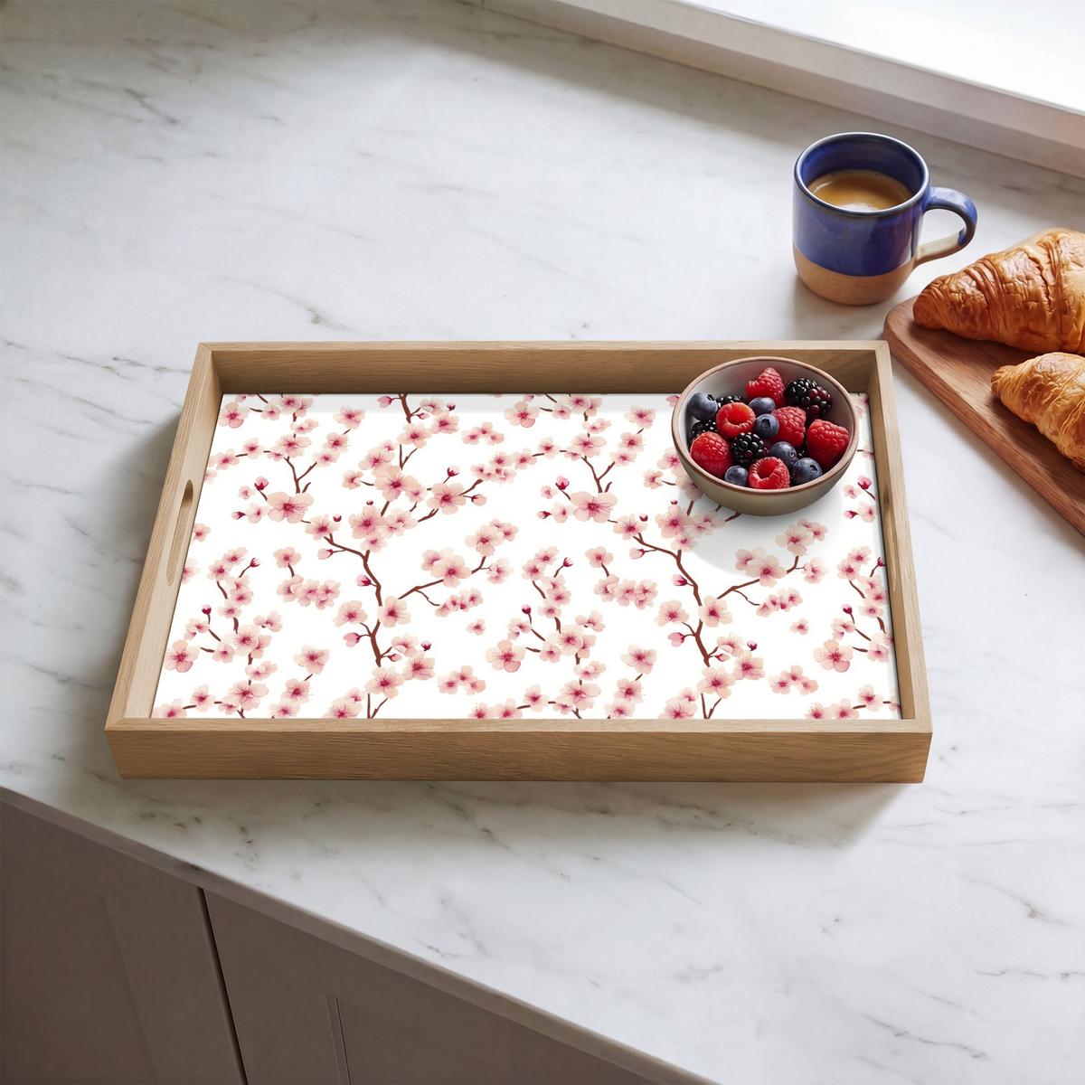 TABLETT Kirschblüte - Zweige - Rosa 50x35 cm - Rosa, Holz (50/5/5cm) - OnlyWow