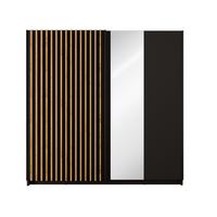 SCHWEBETÜRENSCHRANK APOLEN 200,2/198,5/55,4cm 2-türig mit Spiegel Schwarz - Schwarz/Eiche Artisan, Holzwerkstoff (200.2/198.5/55.4cm) - MASSENO