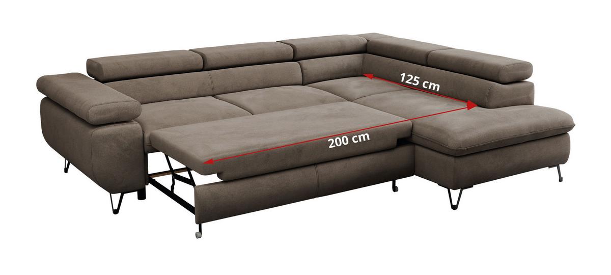 ECKSOFA PEDRO L Braun Velvet - Links Seite - Schwarz/Braun, Textil/Metall (208/273cm) - MKS