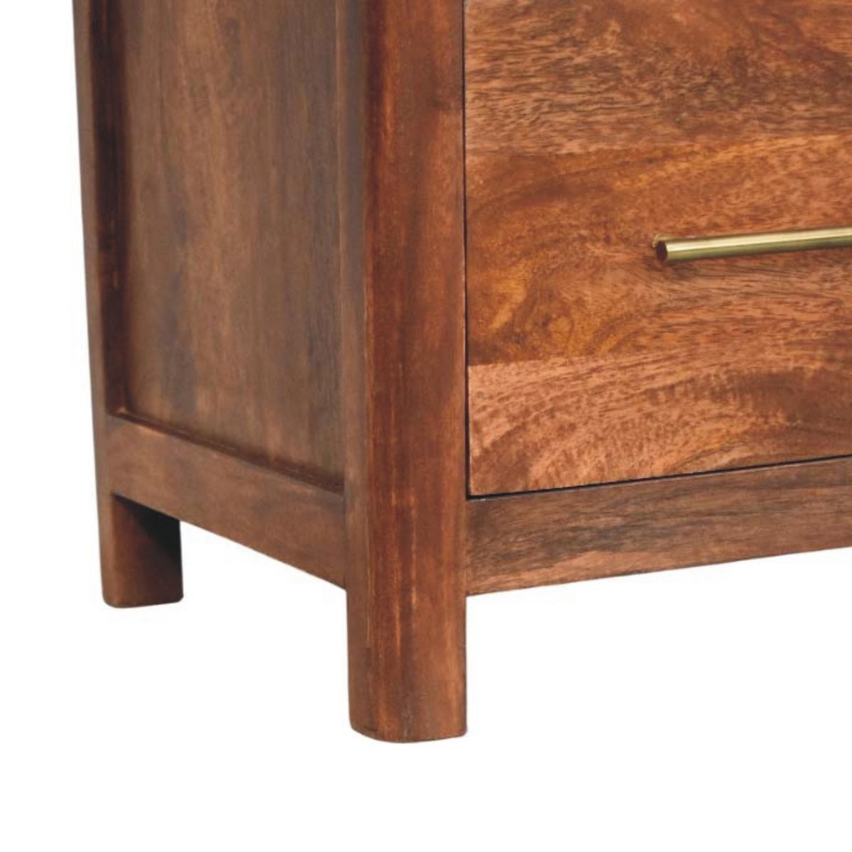 NACHTTISCH mit Roasted-Almond-Finish, 1 Schublade, 1 offene Ablage, sanftes Braun. - Goldfarben/Braun, Holz/Metall (45/55/35cm) - Artisan Furniture