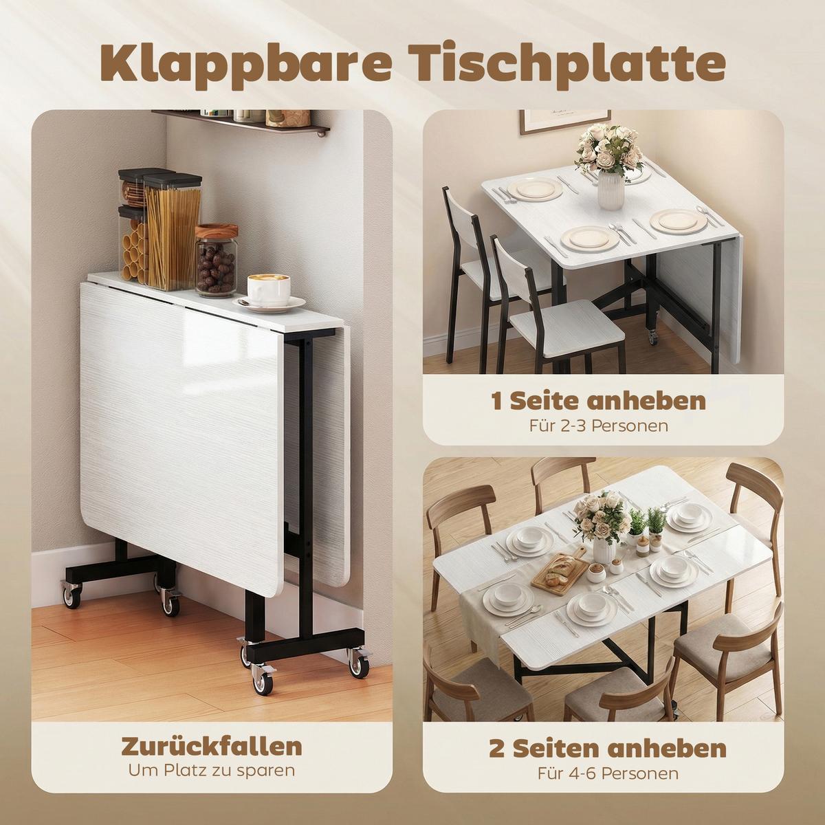 ESSTISCH Spanplatte Stahl Weiß - Schwarz/Weiß, Holzwerkstoff/Metall (120/80/73cm) - HOMCOM