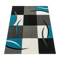 KURZFLORTEPPICH, kariert, Florhöhe 12 mm, Türkis, 160 x 230 cm - Blau, Textil (230/160cm) - KADIMA DESIGN