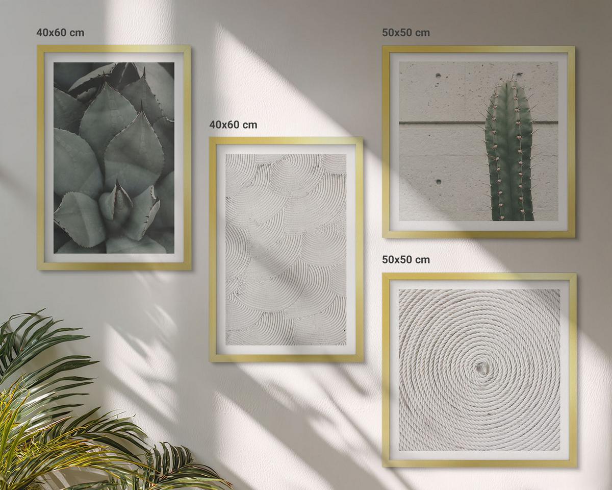 BILDER SET 4er Set - 50x50 cm & 40x60 cm Goldrahmen - Sommerliche Texturen aus den Tropen - Goldfarben, Kunststoff (50/50cm) - TULUP