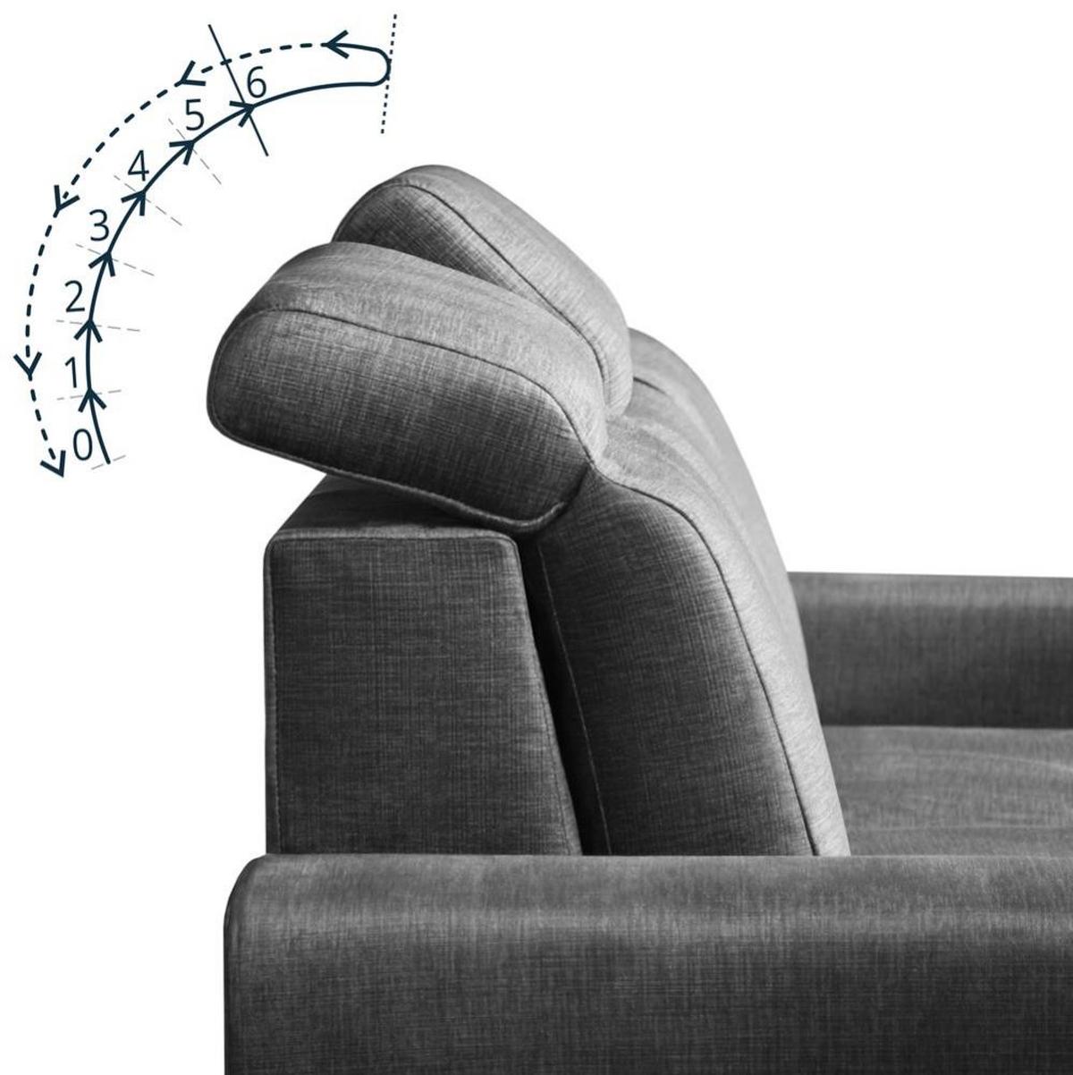 ECKSCHLAFSOFA Alex Mini hellgrau rechts - Hellgrau/Schwarz, Textil (245/185cm) - Beautysofa