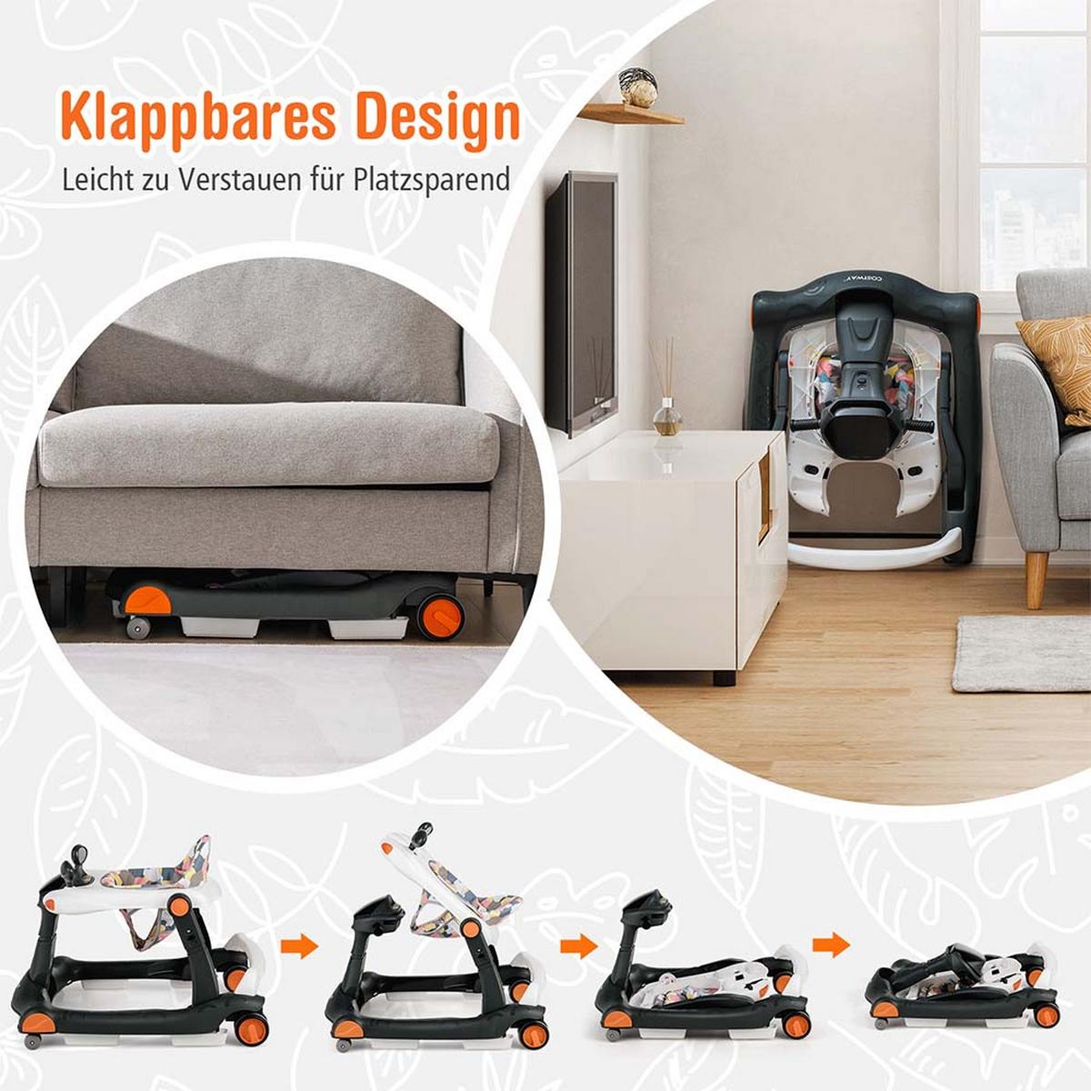 LAUFLERNHILFE Kappbar Schwarz - Schwarz, Kunststoff (73/55/60cm) - COSTWAY