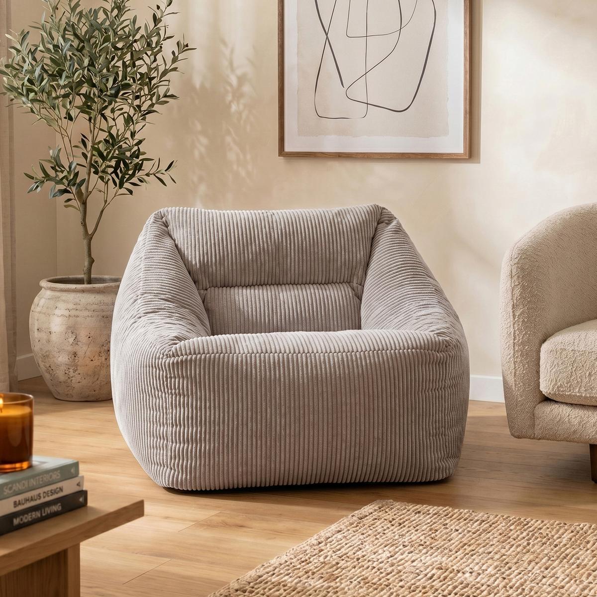 SITZSACK Cord Sessel Natalia - Hellgrau/Grau, Textil (97/73/84cm) - icon