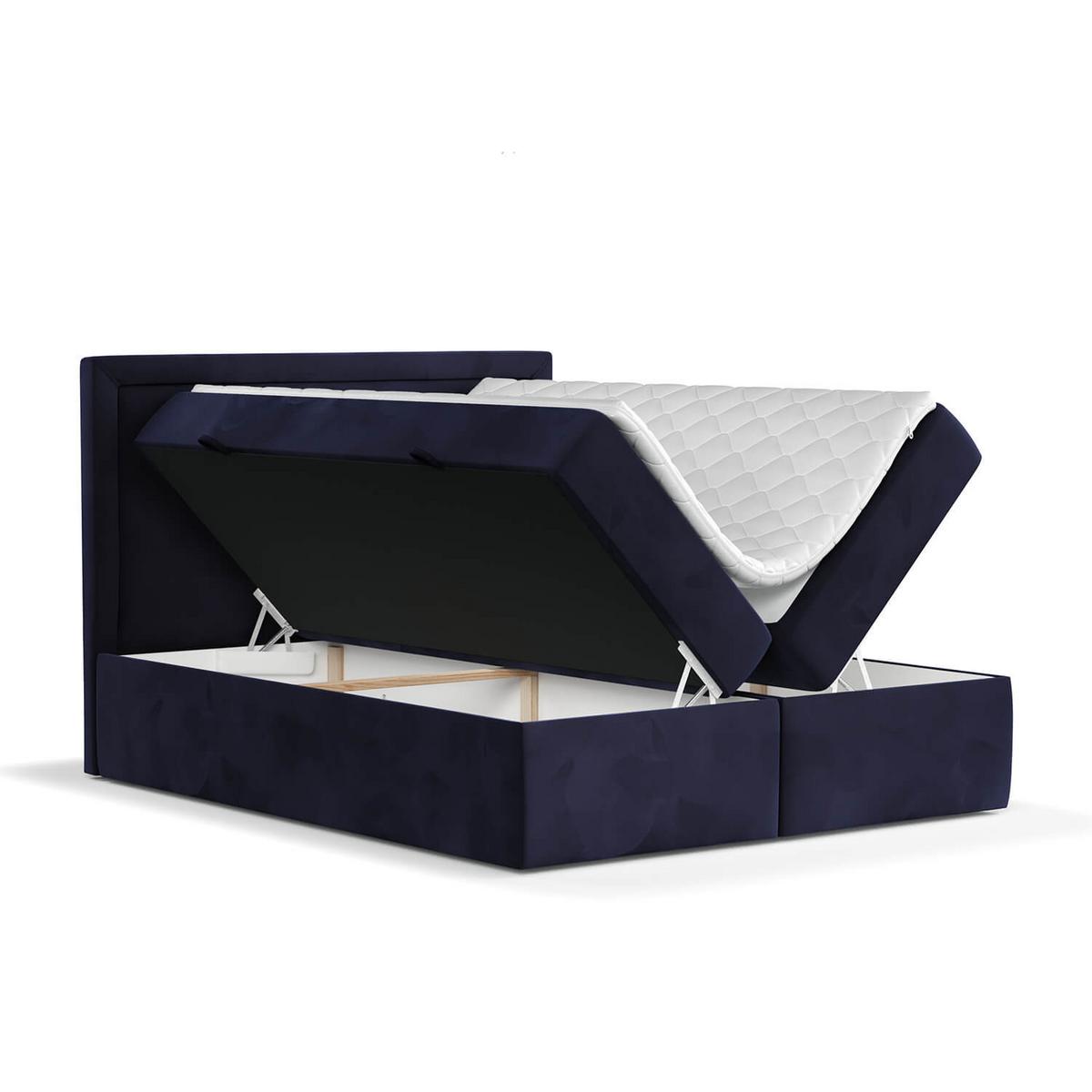 BOXBETT Jodan 180/200 cm Marineblau im Magic Velvet Stoff - Schwarz/Dunkelblau, Holz/Holzwerkstoff (180/200cm) - AltaBeds