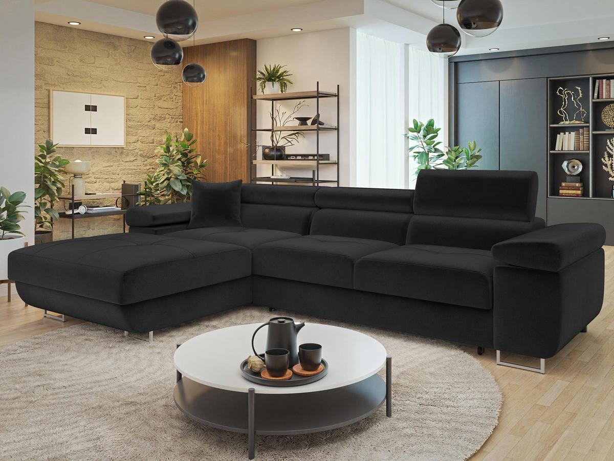 ECKSOFA Torezio Mini, Seite: Links - Schwarz, Holz/Textil (280/170cm) - MIRJAN24