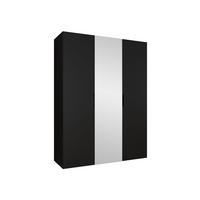 DREHTÜRENSCHRANK Malaga 150 mit Frontspiegel - Schwarz, Holzwerkstoff (150/202/52cm) - MIRJAN24
