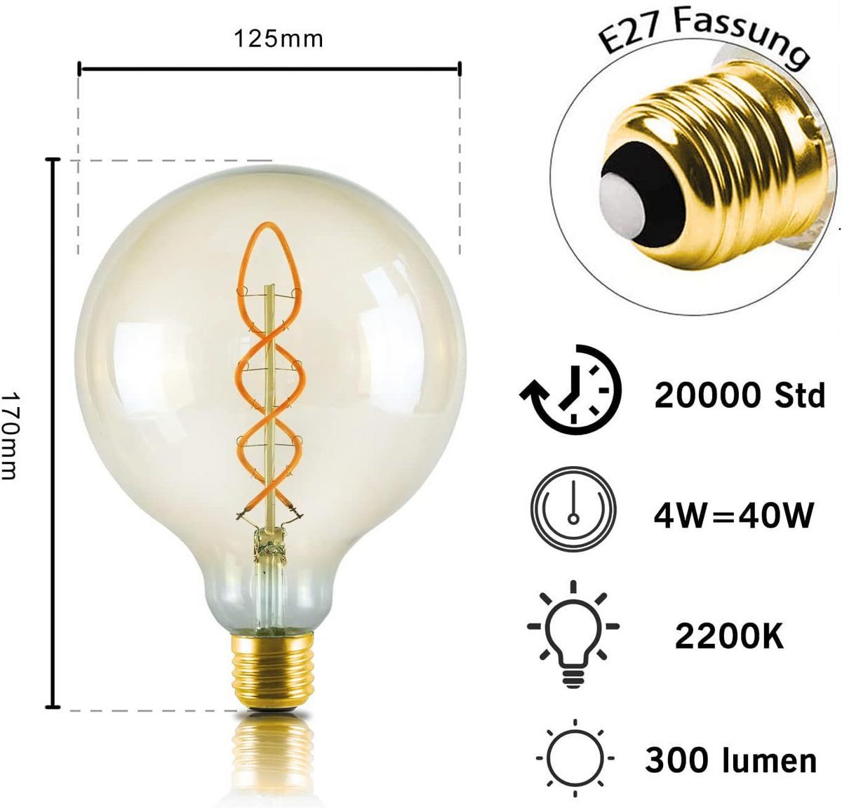 LEUCHTMITTEL Electralyntha 8/8/12.5 cm - Goldfarben, Glas (8/12.5cm) - ZMH