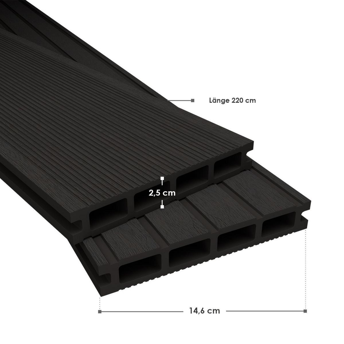 TERRASSENDIELEN WPC Anthrazit 20 m² - Anthrazit, Kunststoff (220/14.6/2.5cm) - Juskys