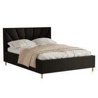 POLSTERBETT AINA 180x200 cm Madryt 9100, 34 Holzlatten, Kopfteil 104 cm - Schwarz, Textil (180/200cm) - Lookway