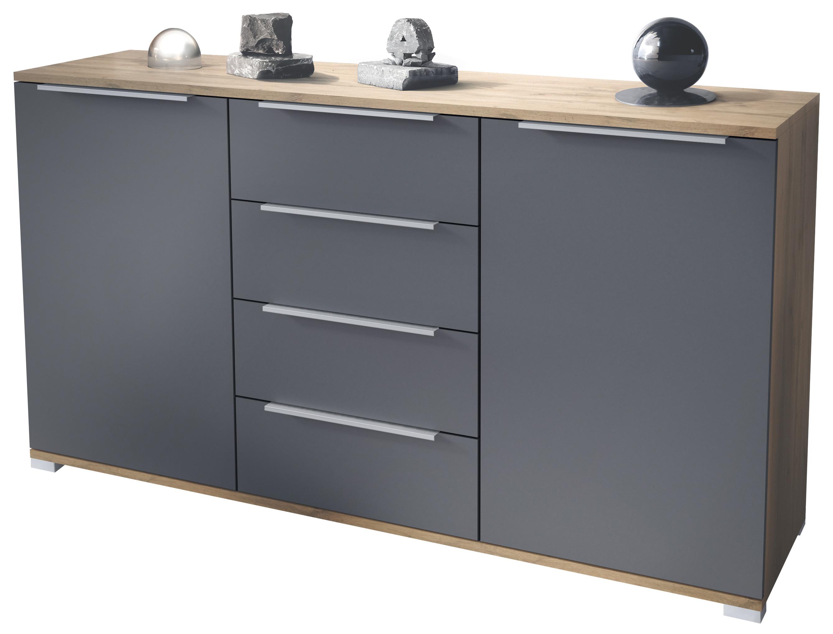 SIDEBOARD Linio Anthrazit matt - Anthrazit, Holzwerkstoff (138.5/75.5/35cm) - Vladon