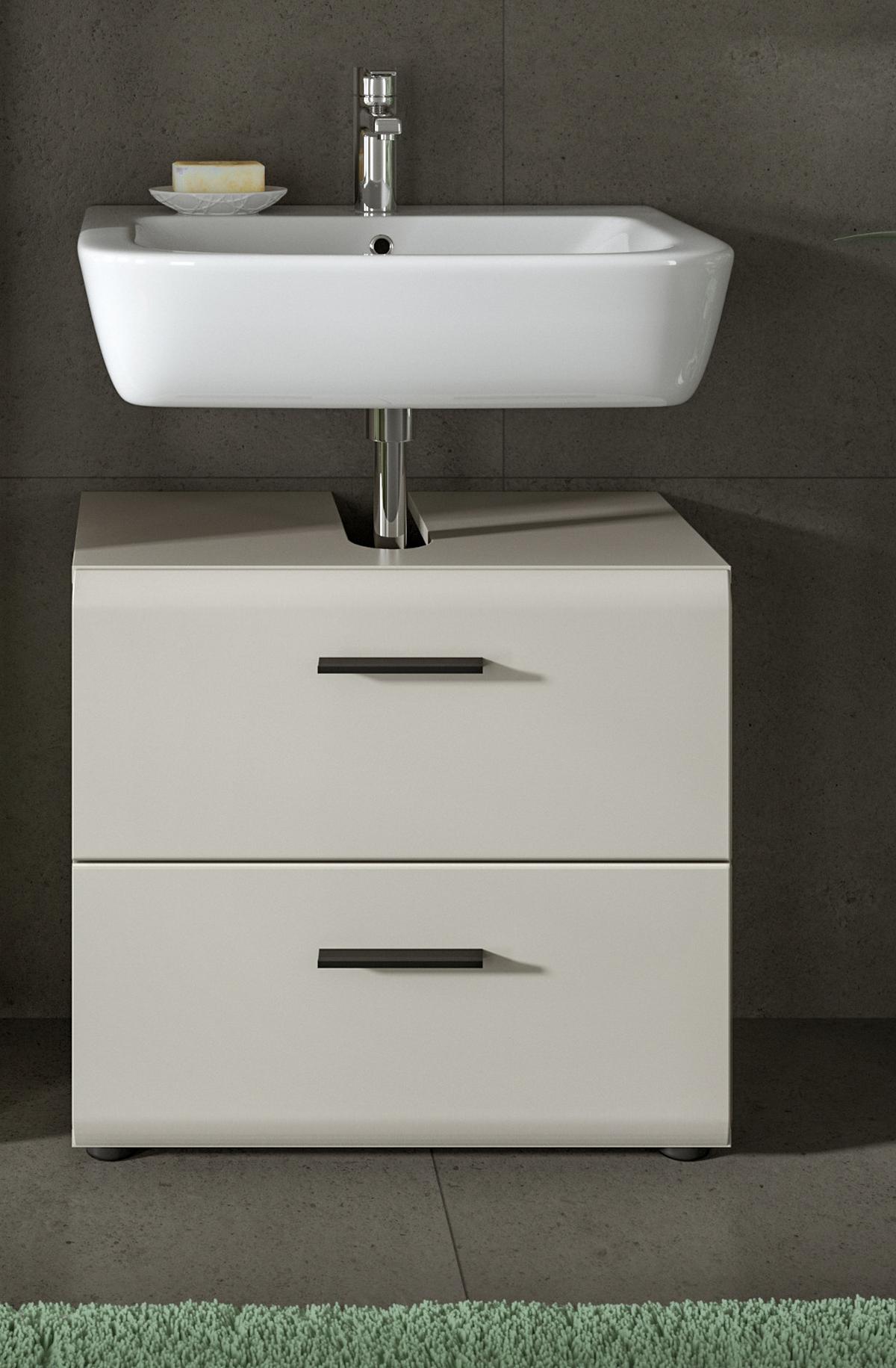 WASCHBECKENUNTERSCHRANK Kaschmir 60 cm, Badschrank mit Vollauszug-Schubladen - Kaschmir/Schwarz, Holzwerkstoff/Kunststoff (60/55/30cm) - Inn.Furn