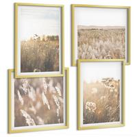 BILDER SET 4er Set - 50x50 cm & 40x60 cm Goldrahmen - Landschaftsgrasblumen Wärme - Goldfarben, Kunststoff (50/50cm) - TULUP