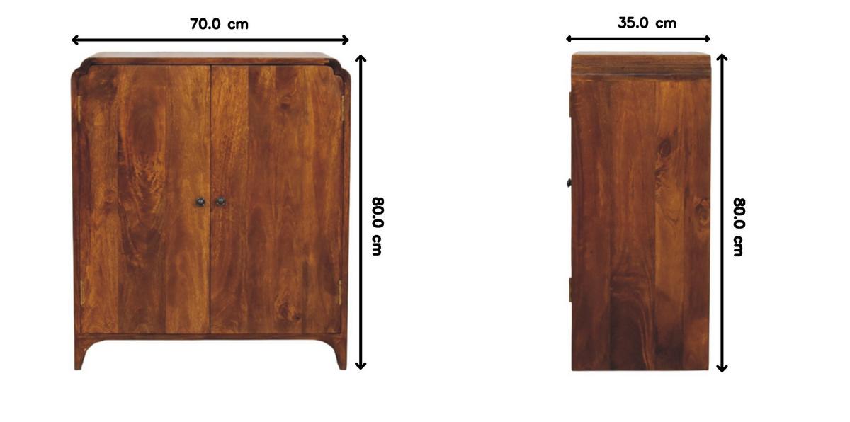 SCHRANK Rich-Kastanien-Finish, 2 Regale innen, Braun - Braun, Holz (35/80/70cm) - Artisan Furniture