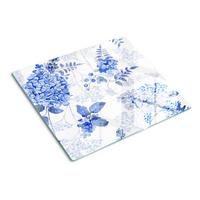 GLASPLATTE 60x52 cm Blumenmuster - Blau, Glas (60/0.4/52cm) - TULUP