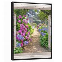 LEINWAND Bilder mit Rahmen - Hortensie - Durchsichtig - Blumen - Sommer - Lila - Weg - 30x40 - Lila, Textil (30/40cm) - MuchoWow