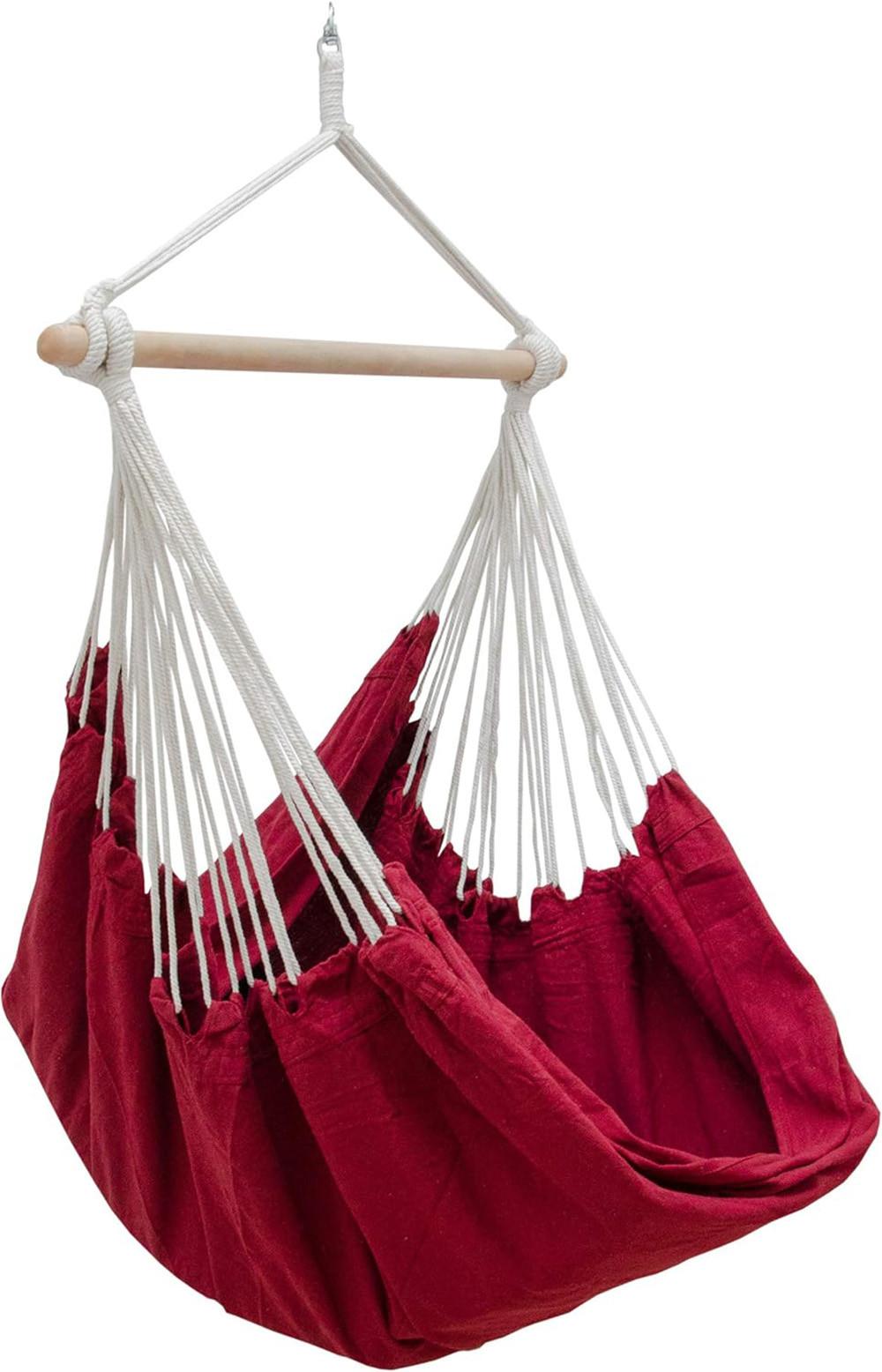 XXL HÄNGESESSEL 185/130 cm Belastbar bis 150 kg Bordeaux - Rot, Textil (130/155/185cm) - Amanka