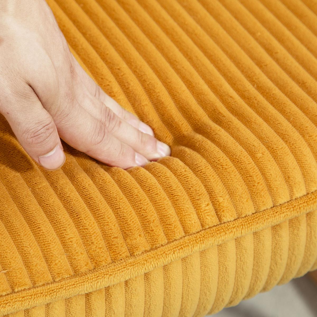 SCHAUKELSTUHL, Schaukelsessel mit Kordoptik, Armlehne für Wohnzimmer, Gelb - Gelb/Naturfarben, Buchenholz/Textil (98/101/71cm) - HOMCOM