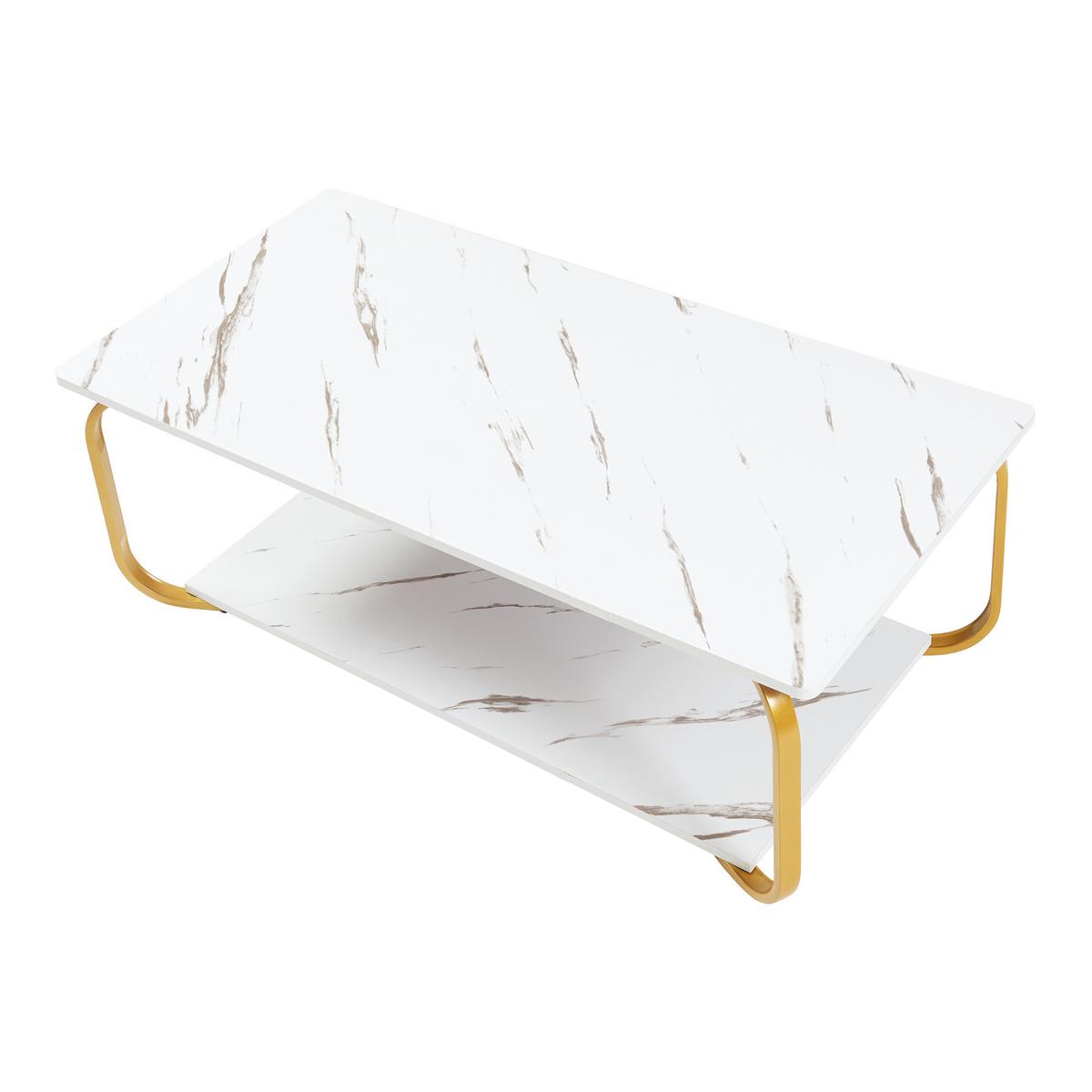 COUCHTISCH Kolta 120/60/43 cm - Goldfarben/Weiß, Holzwerkstoff/Metall (60/120/43cm) - [en.casa]