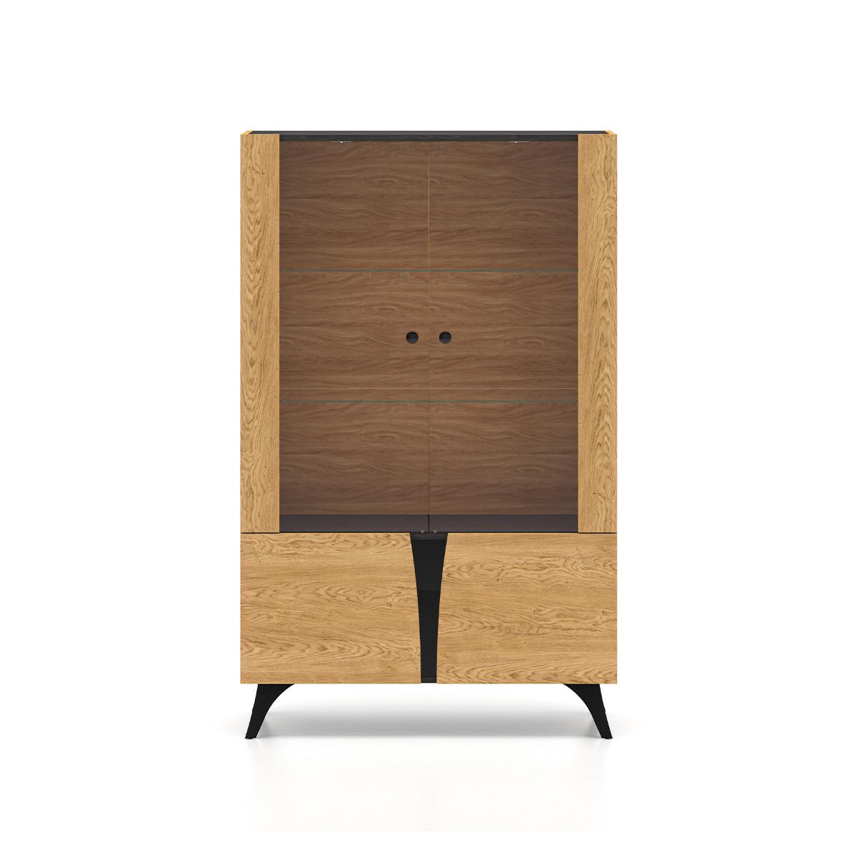 GESCHIRRSCHRANK Soah Holz und Schwarz - Schwarz, Holzwerkstoff (95/152/40cm) - Petits-meubles