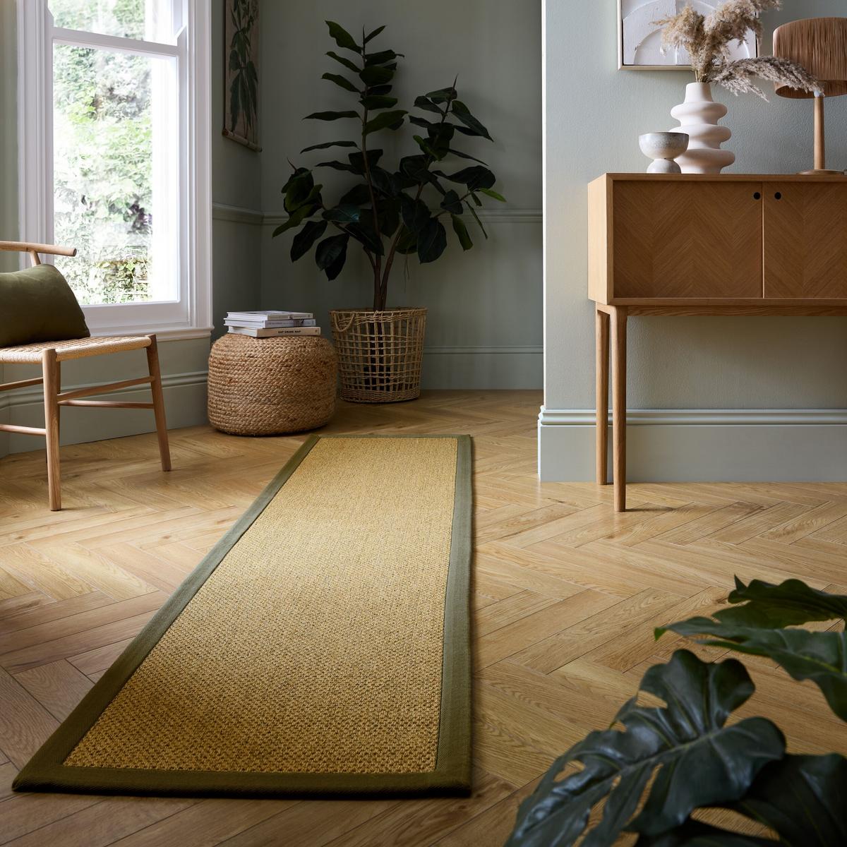 OUTDOORTEPPICH Waschbar KEER, mit Bordüre, Natur-Grün, 60 x 230 cm - Beige, Textil (60/230cm) - KADIMA DESIGN