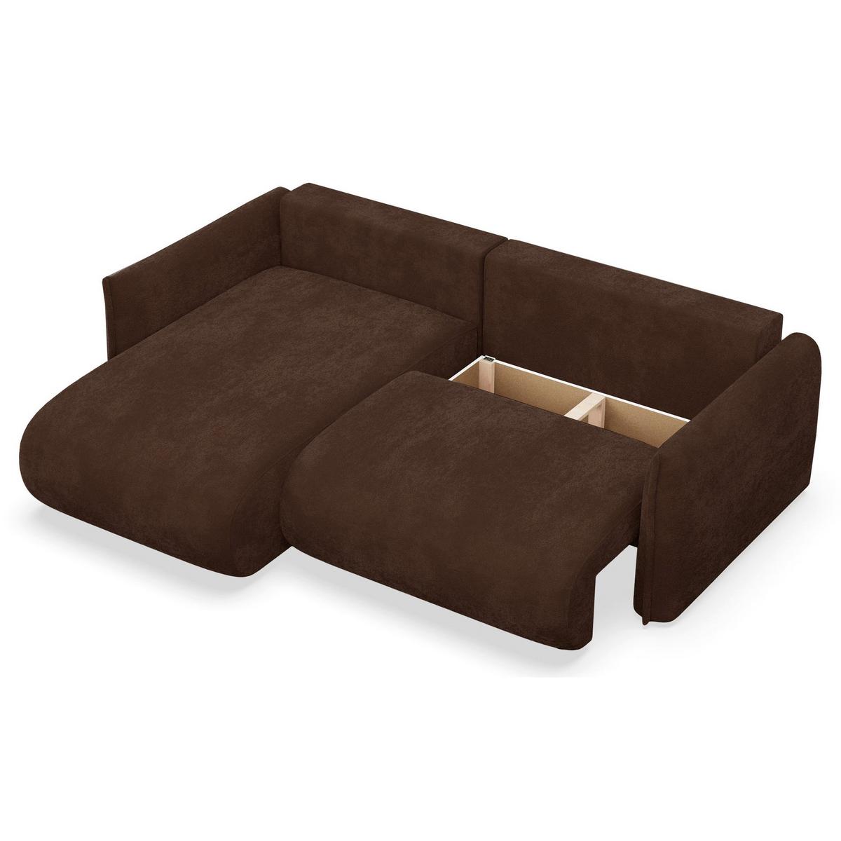 ECKSOFA Cushi Braun-Chenille - Schwarz/Braun, Kunststoff/Textil (252/183cm) - Selsey